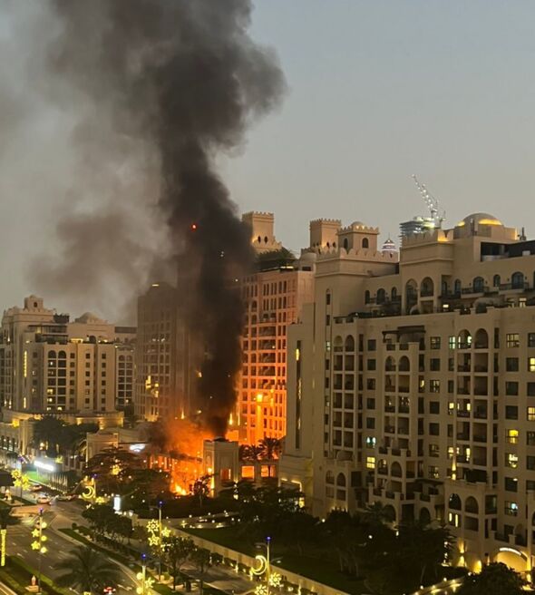 The Fairmont hotel in Dubai on fire The Fairmont hotel in Dubai on fire