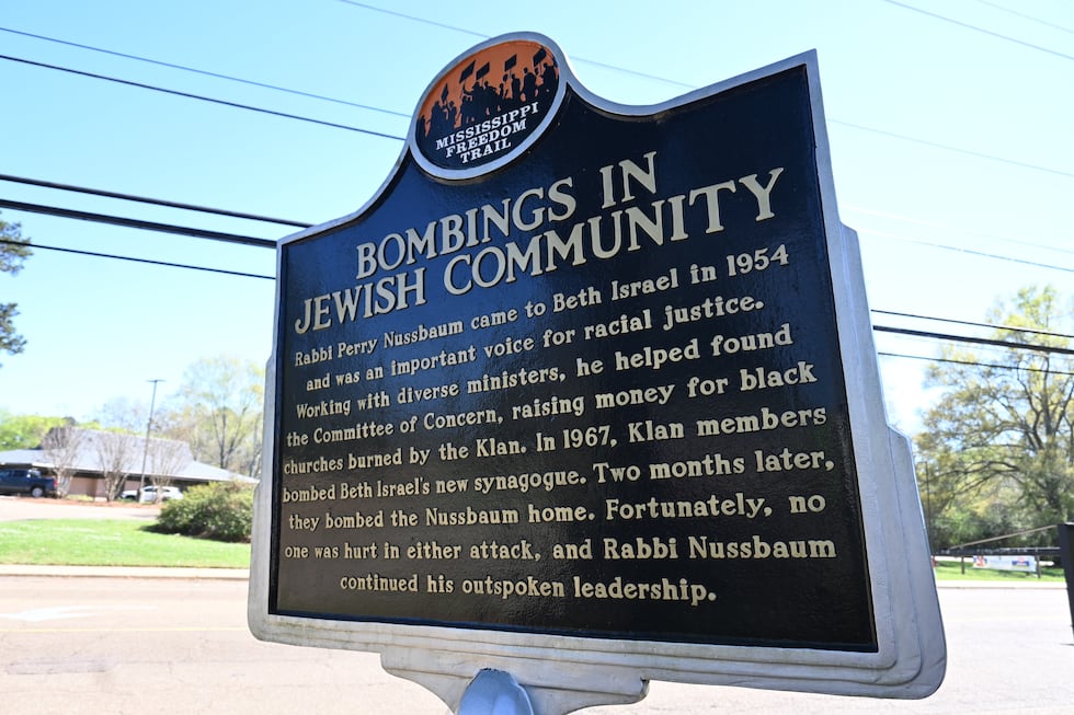 A historic marker at the Beth Israel Congregation brings attention to the 1967 bombings of the...