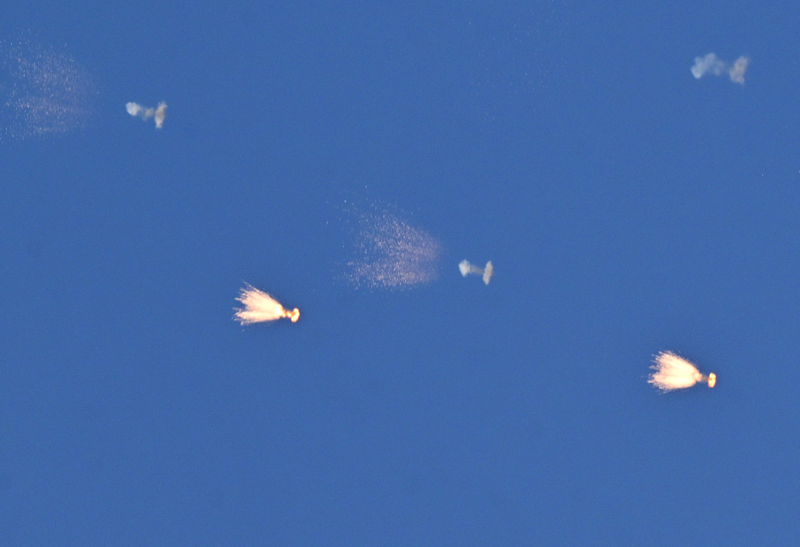 This photograph shows Ukrainian air defence firing at drones during a Russian drone and missile attack over Kyiv, on March 16, 2026