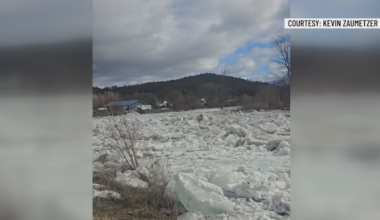 Ice jam in Ausable River
