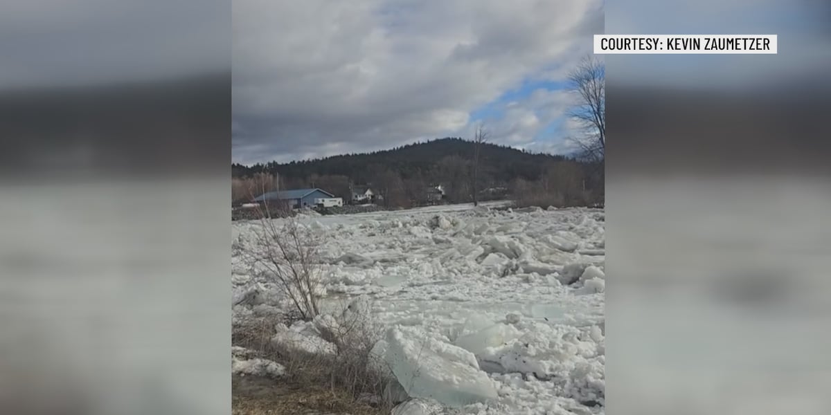 Ice jam in Ausable River