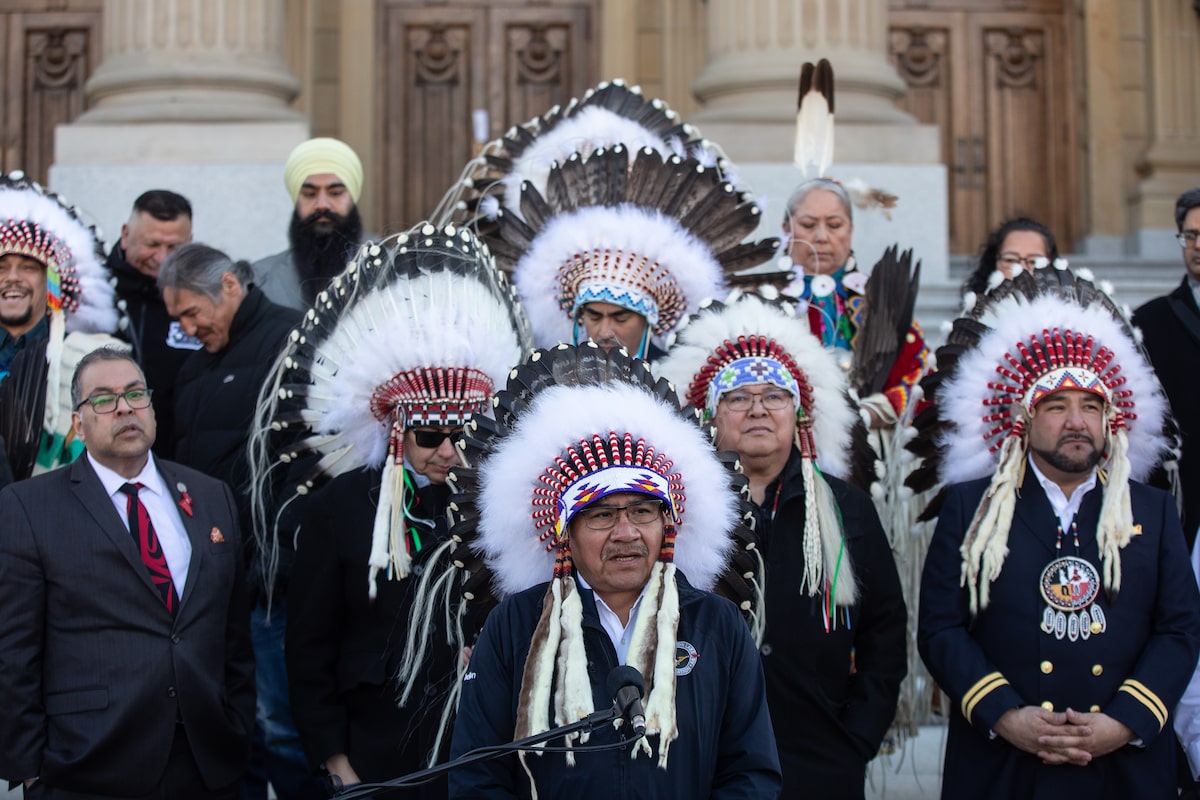 First Nations leaders show opposition to separatism at Alberta Legislature