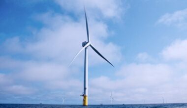 Wind turbines in the Vineyard Wind project near the coast of Martha’s Vineyard in Mass. on Monday, Sept. 16, 2024. (David Lawlor/Rhode Island PBS)