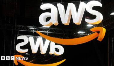 AWS logo displayed during the Viva Technology show at Parc des Expositions Porte de Versailles on May 22, 2024 in Paris, France.