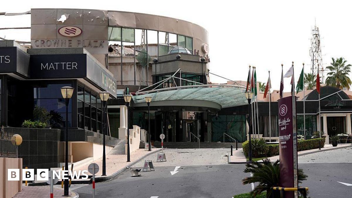 The Crown Plaza hotel in Manama, Bahrain, damaged in an attack.