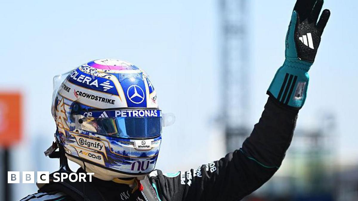 George Russell celebrates winning the Chinese GP sprint race