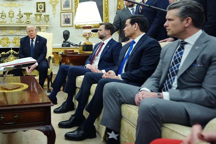 Vice President JD Vance and Rubio are seen with their shoes on March 3.