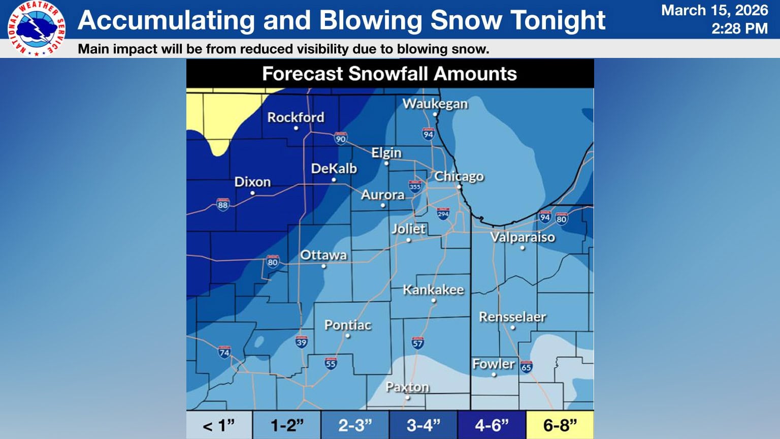 Blizzard warning issued for McHenry County ahead of several inches of snow, gusting winds