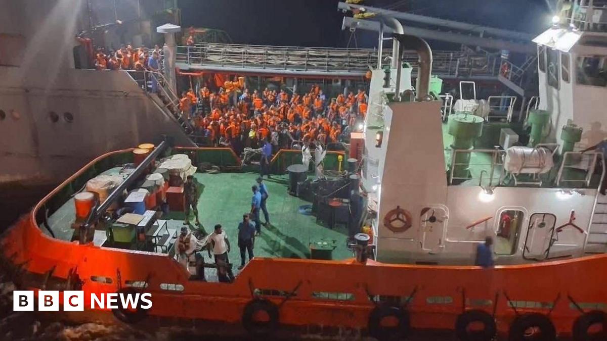 Sri Lankan navy evacuates crew members from an Iranian navy vessel