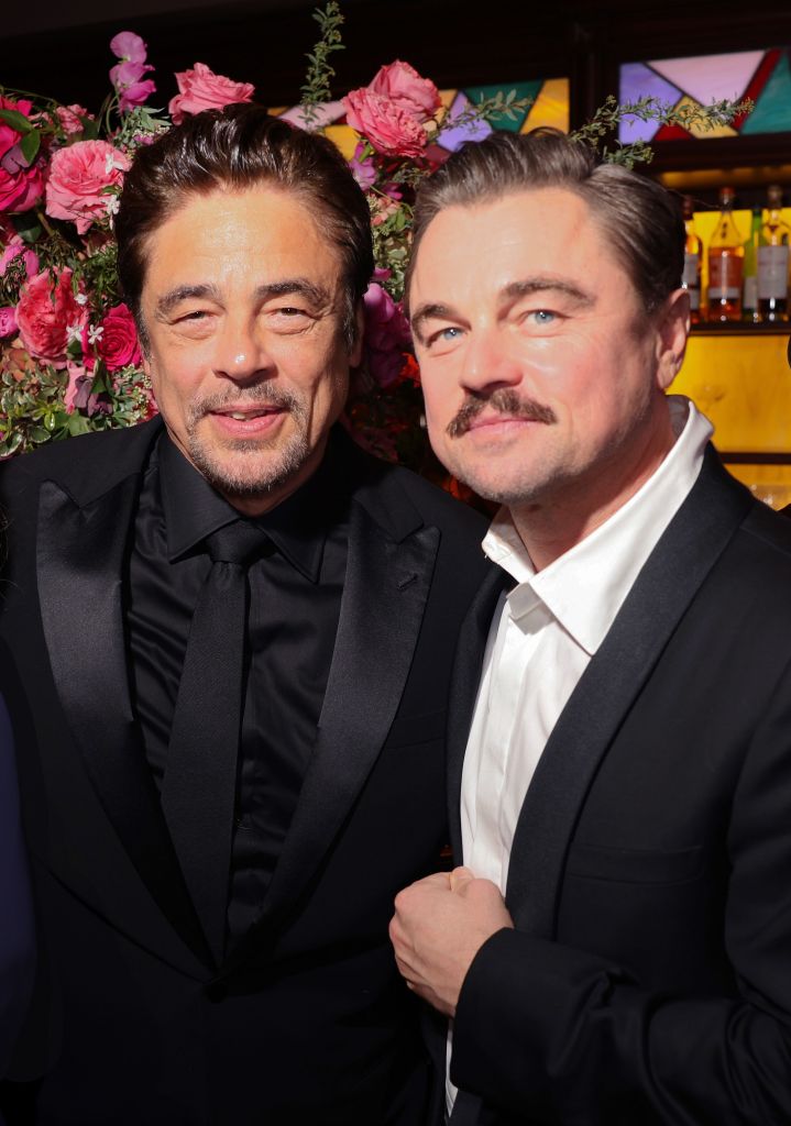 Benicio del Toro and Leonardo DiCaprio attend the Warner Bros. Pictures Post-Oscar Celebration hosted by Pam Abdy and Mike De Luca at Craigs in West Hollywood.