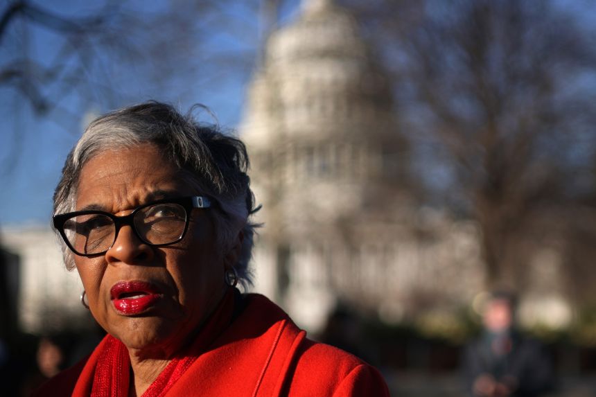 Rep. Joyce Beatty arrives at a news conference in front of the Supreme Court on January 21, in Washington, DC.