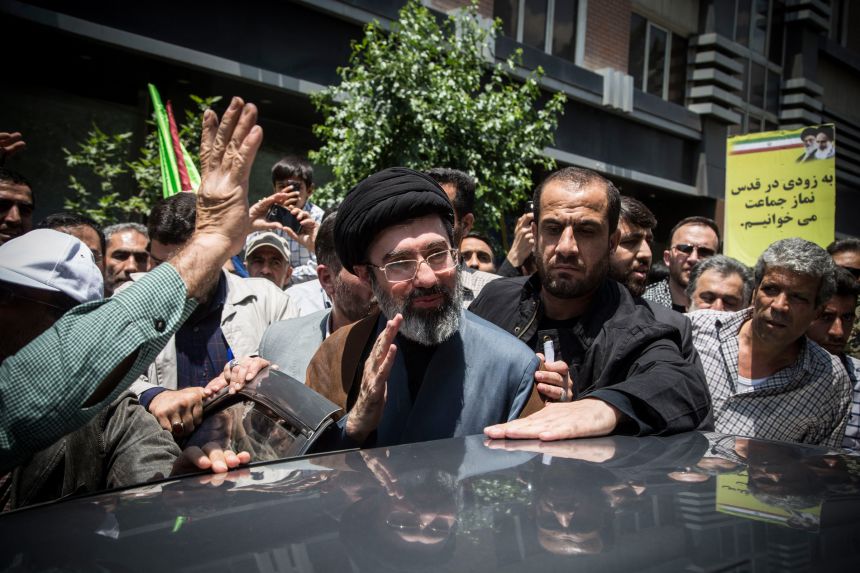 Mojtaba Khamenei (center), the son of the Iranian Supreme Leader Ayatollah Ali Khamenei, participates in the annual Quds Day rally in Tehran, Iran, on May 31, 2019.