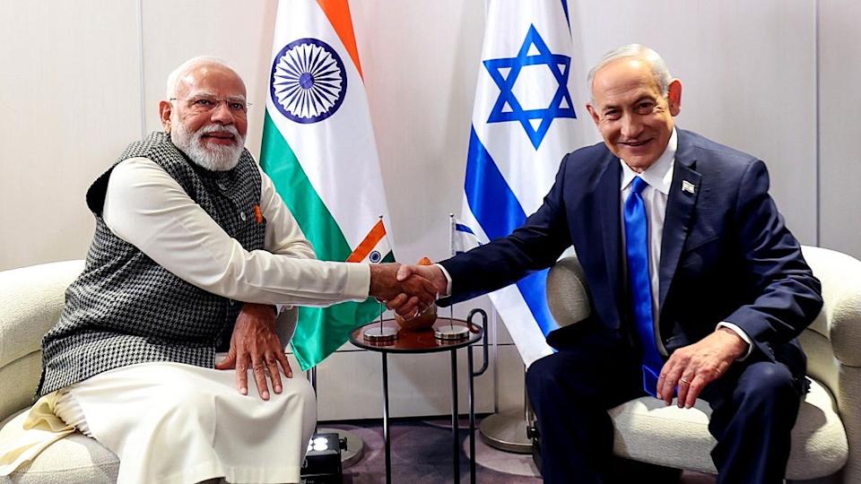 Indian Prime Minister Narendra Modi announced a strengthening of defense, trade and counter-terrorism ties with Israel during a rare visit — his first in nine years. Source: Bloomberg