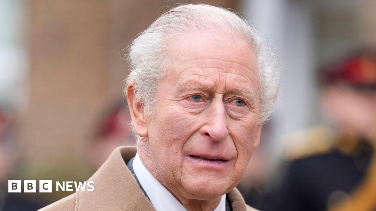 Head and shoulders of King Charles on a military visit in West Sussex last week