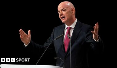 Fifa president Gianni Infantino speaks during the 50th UEFA Ordinary Congress Meeting at Brussels Expo on February 12