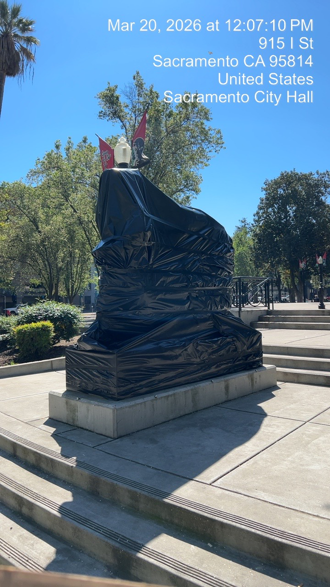 Statue covered