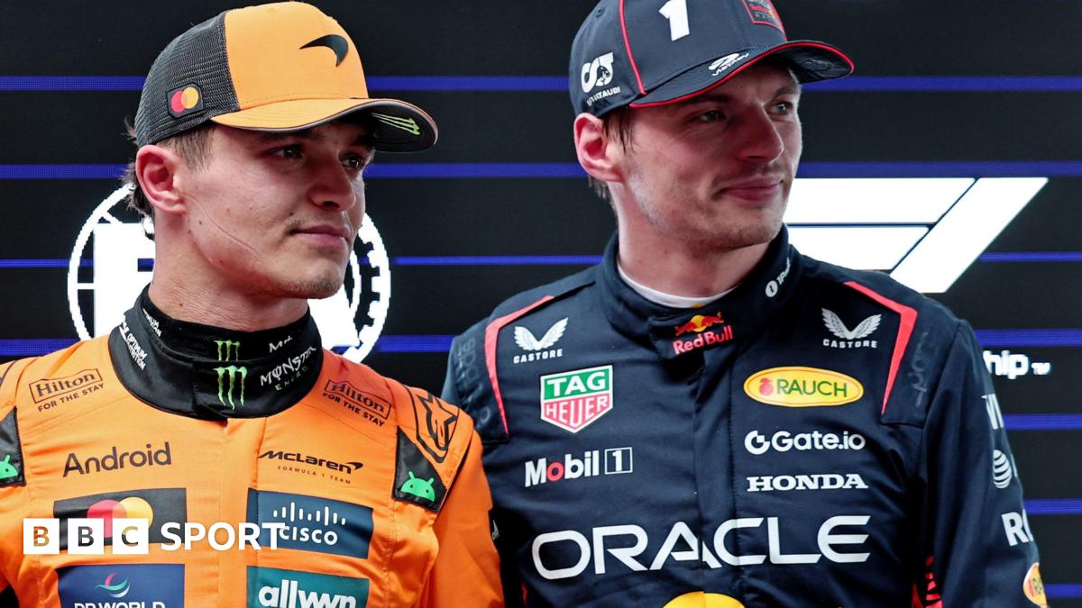 Lando Norris and Max Verstappen pictured together at the 2025 Australian Grand Prix, following qualifying
