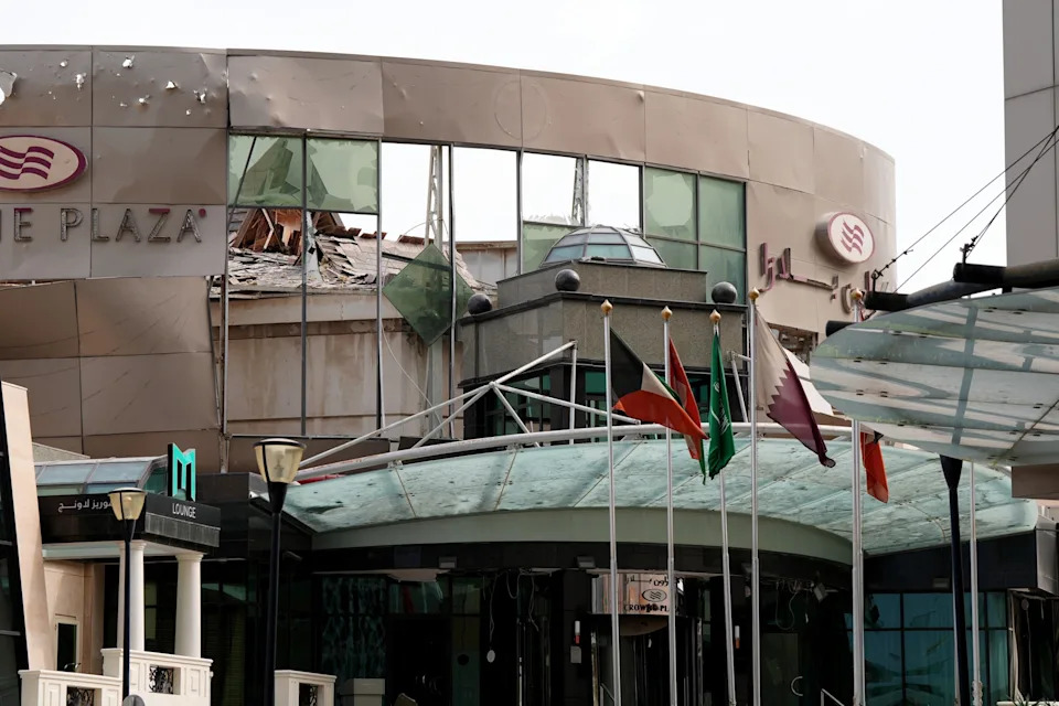 Fadhel Madan/AFP via Getty Images - PHOTO: This photo shows the damaged Crowne Plaza hotel in Manama on March 1, 2026.