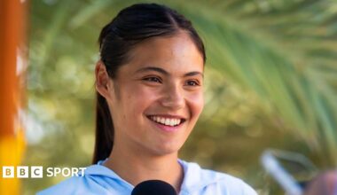 Emma Raducanu talks to media before Indian Wells in 2026