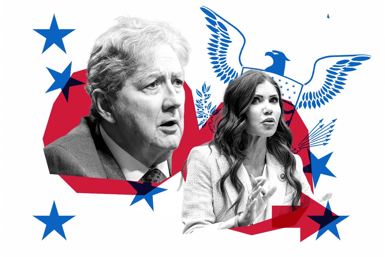 Louisiana Sen. John Kennedy and former DHS Secretary Kristi Noem.