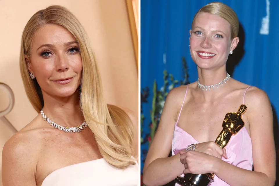 Gwyneth Patrow at the Oscars in 2026 and 1999.