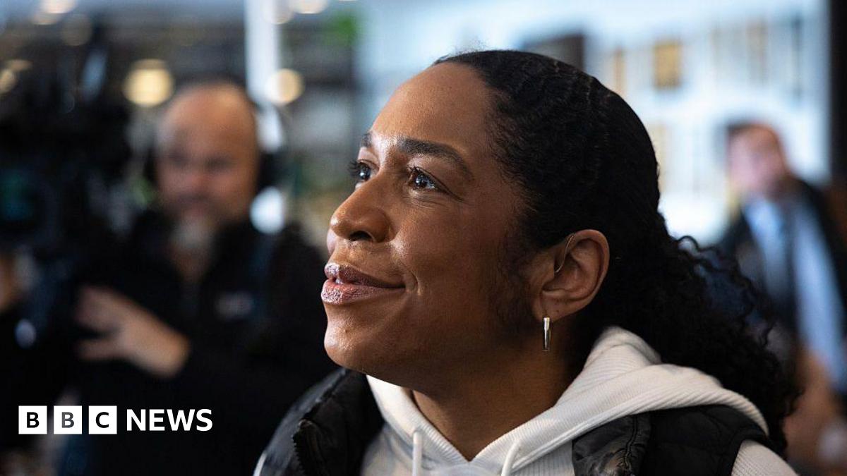 Juliana Stratton pictured at a campaign stop in Illinois on 17 March 2026