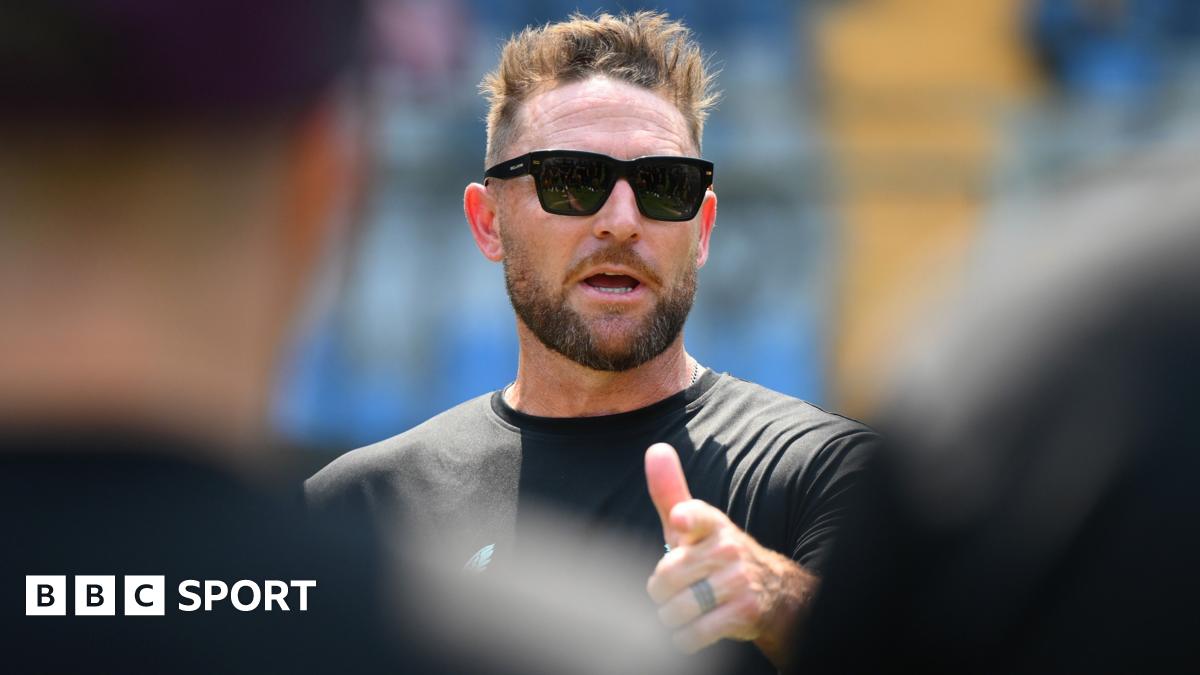 Head coach of England Brendon McCullum during a net session at Wankhede Stadium on 3 March 2026 in Mumbai, India