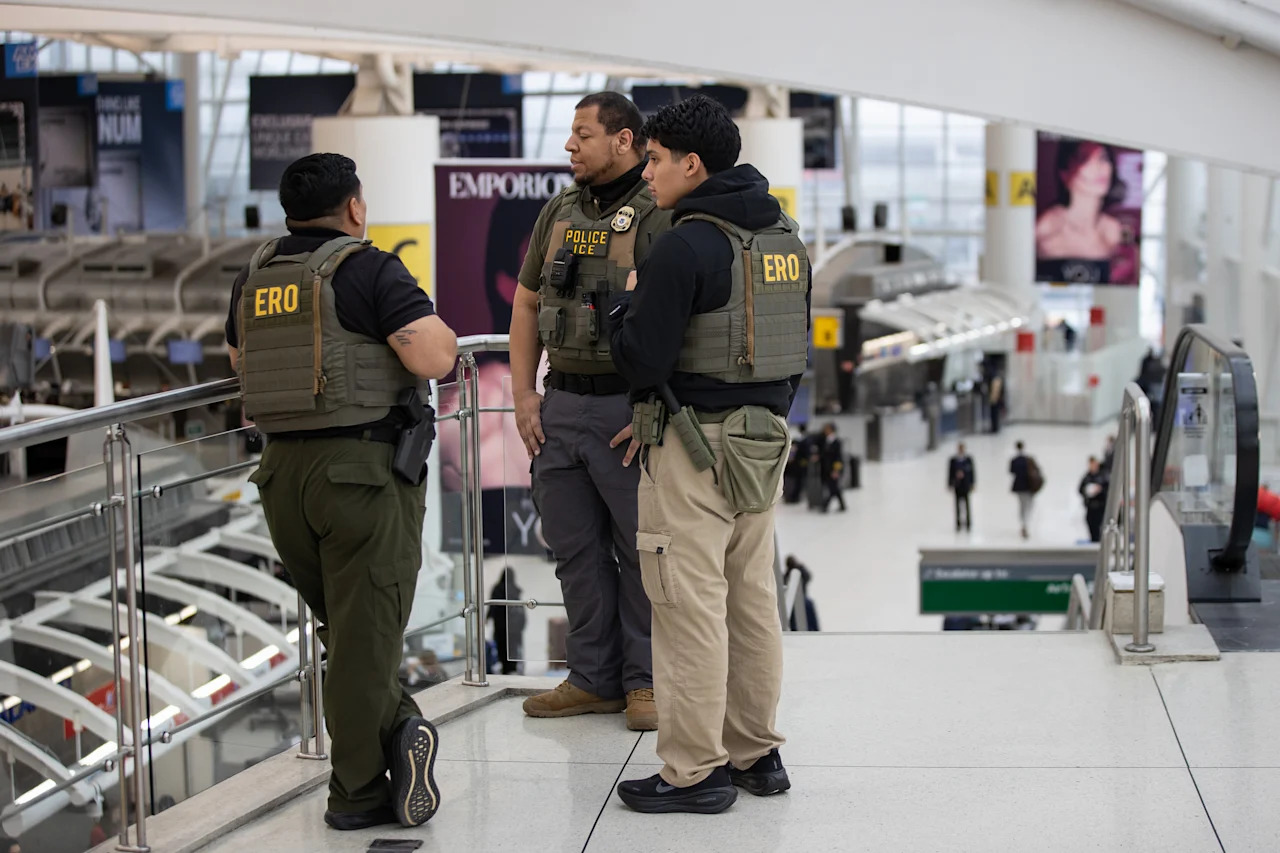 ICE agents, pictured here in New York City, have begun deploying at some U.S. airports amid the partial government shutdown
