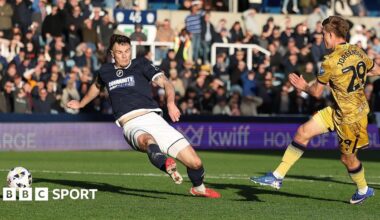 Millwall 1-2 Blackburn: Jorgensen double helps Rovers beat 10-man Lions