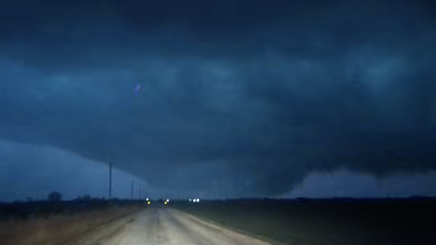 Lightning illuminates a deadly tornado near Fairview, Oklahoma, Thursday night.