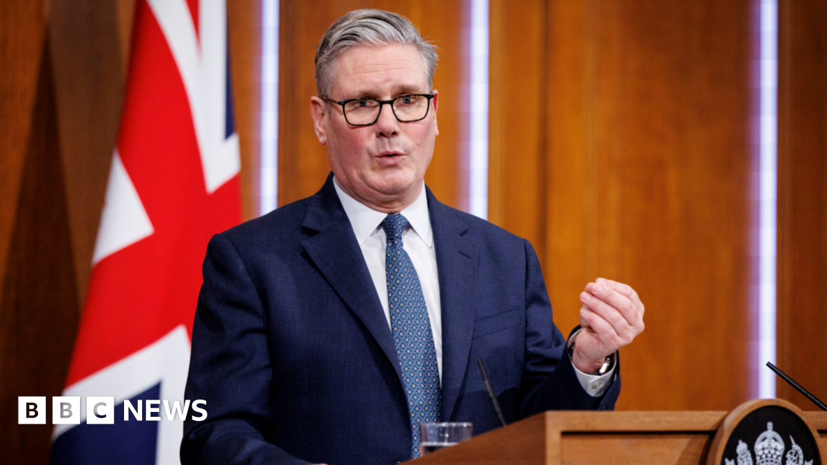 Prime Minister Sir Keir Starmer speaking during a press conference to give an update on the latest situation in the Middle East, in the Downing Street Briefing Room in London