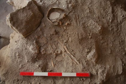 The upper body of one the buried children