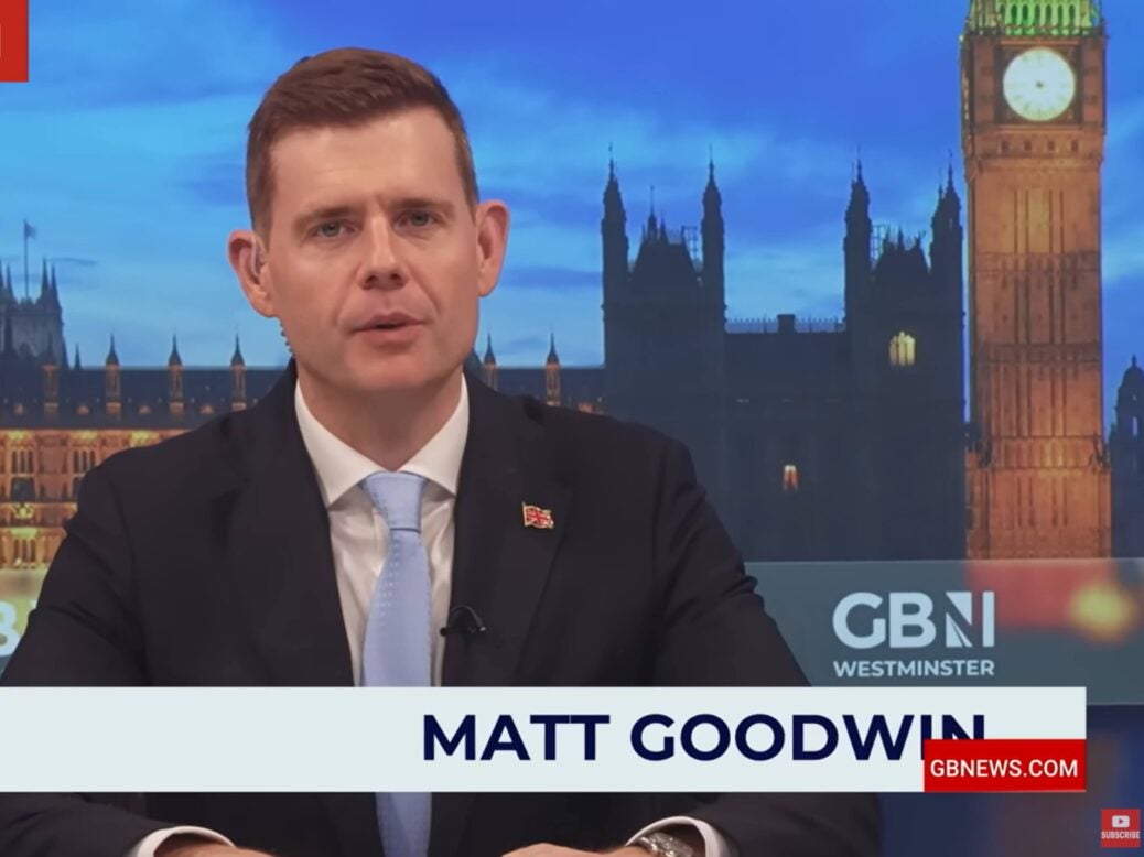 Matt Goodwin presenting on GB News. Picture: Youtube
