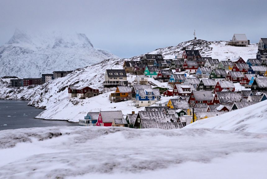 Houses of the old town are pictured in Nuuk, western Greenland on February 4, 2026.