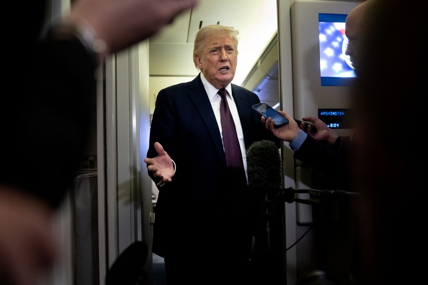 “I actually think it’s pretty criminal,” Trump said Sunday aboard Air Force One, “because our media companies, who have no credibility whatsoever, are putting out information that they know is false.”