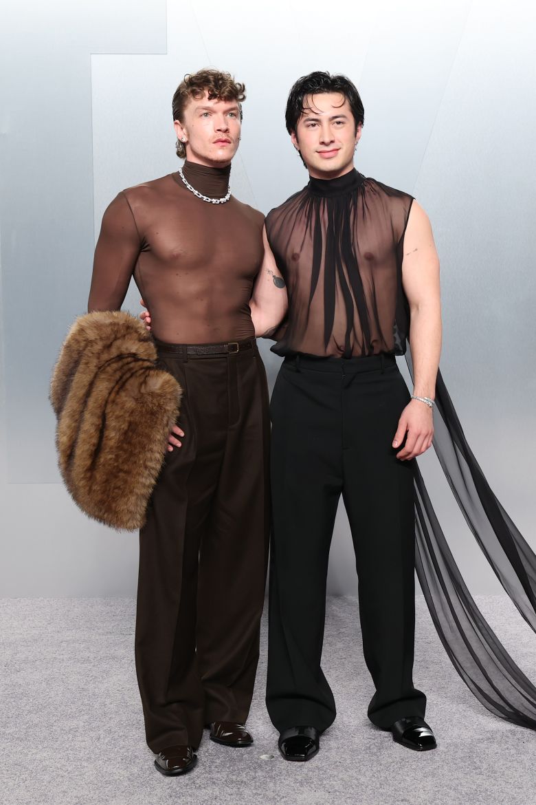 It was a fashion watershed, as stars slipped into something more sexy. Connor Storrie and Hudson Williams wore mesh shirts that left their chests exposed.