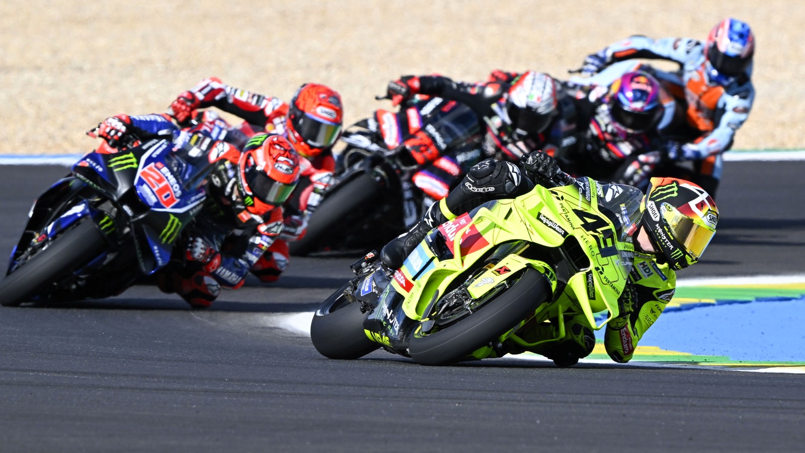 Fabio di Giannantonio leads, 2026 Brazilian MotoGP.