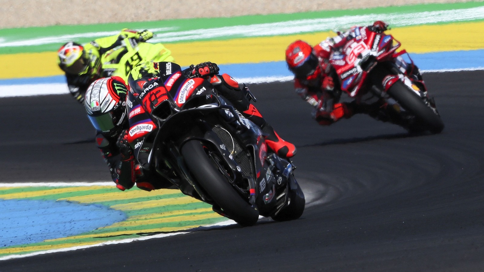 Marco Bezzecchi leads Marc Marquez, Fabio di Giannantonio, 2026 Brazilian MotoGP.