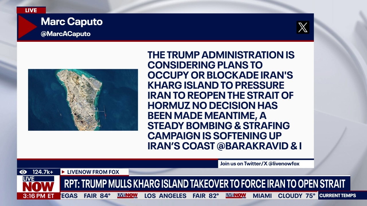 Trump mulls Kharg Island takeover to force Iran to open Strait 