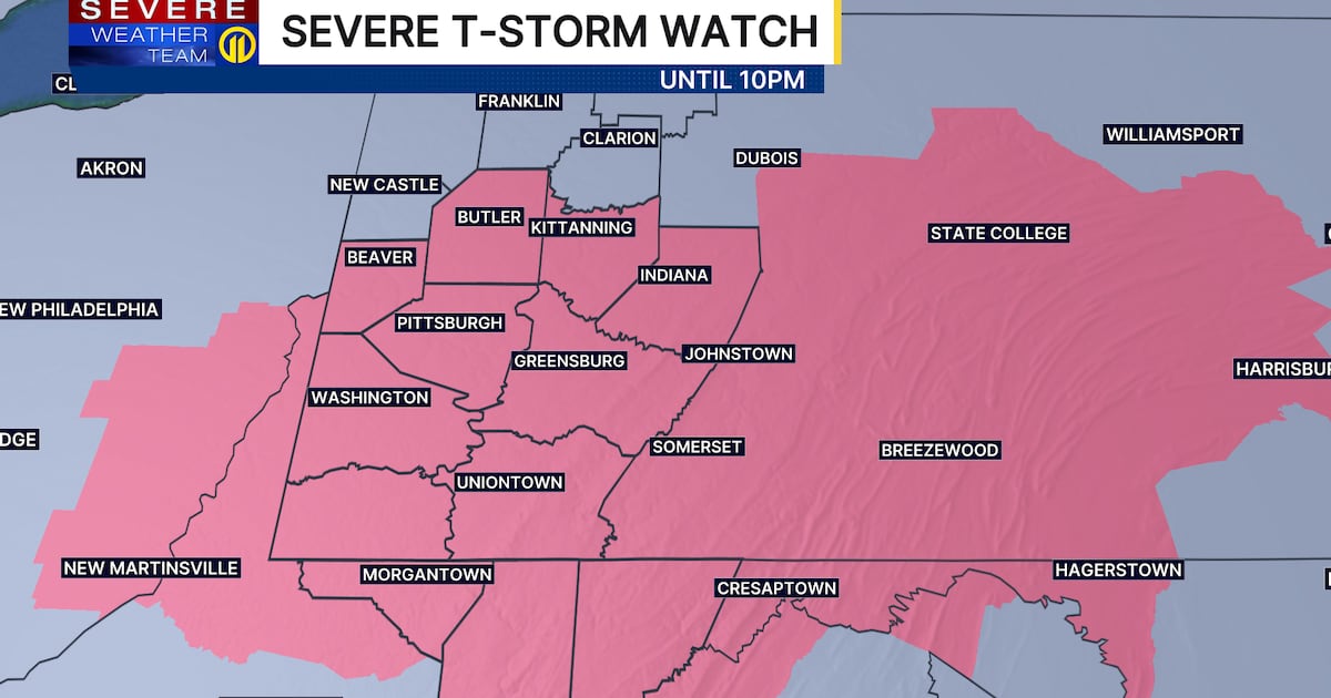 Most of area under Severe Thunderstorm Watch; storms could bring large hail, high wind – WPXI