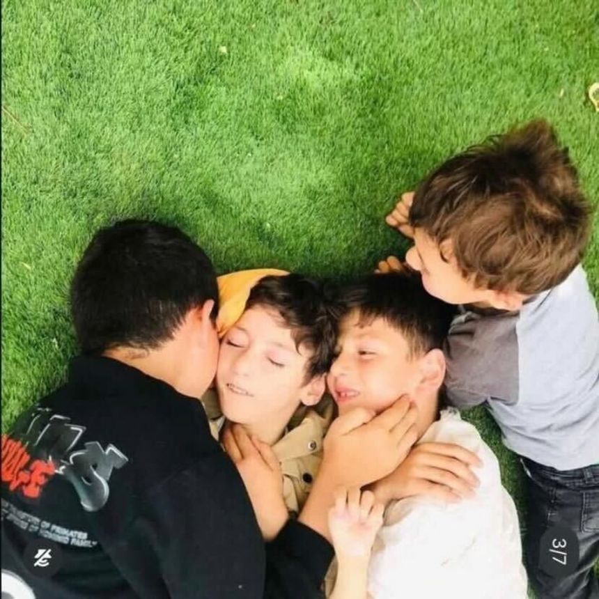 Two young boys Mohammed (far right) and Othman (center right) were shot dead by Israeli forces while celebrating Ramadan. Their brothers Khaled (far left) and Mostafa (center left) survived.