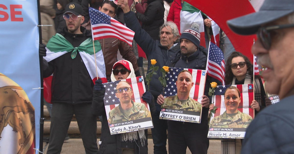 Dozens gather in Boston in support of war with Iran and to honor "brave American soldiers"