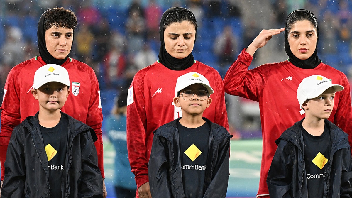 Iran women's soccer team on the field