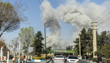 Plumes of smoke rise following an explosion on March 5, 2026 in Tehran, Iran.(Photo by Majid Saeedi/Getty Images)