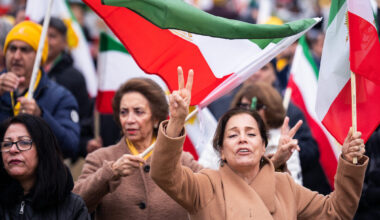 Iranian Americans rally in Upper Senate Park in Washington on March 7 to support a proposed provisional government for Iran.