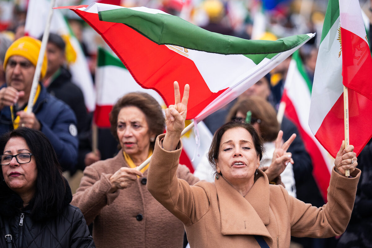 Iranian Americans rally in Upper Senate Park in Washington on March 7 to support a proposed provisional government for Iran.