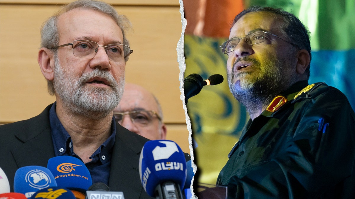 Left: Ali Larijani; Right: Gholamreza Soleimani