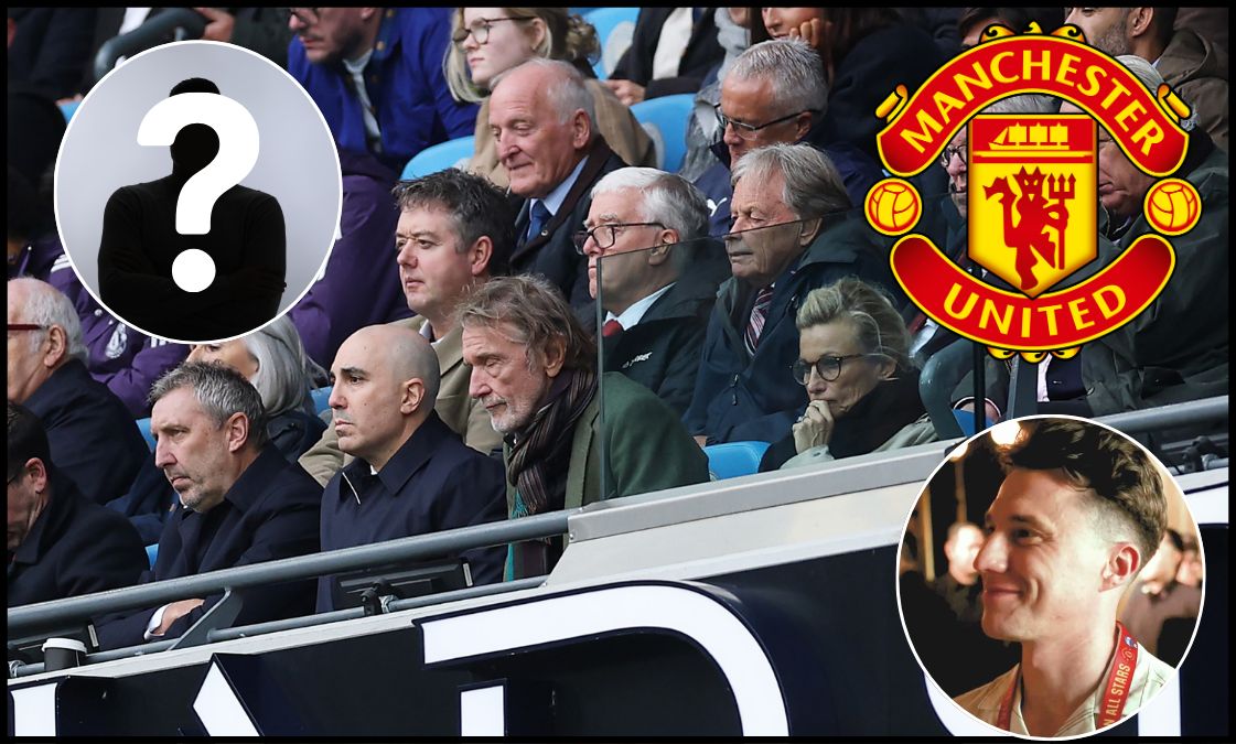 Man United officials in the stands the Etihad