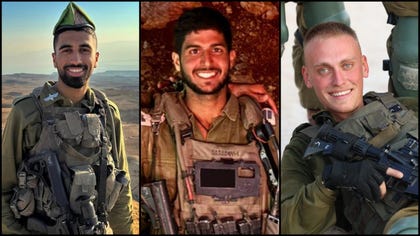 From left: Staff Sergeant Ben Cohen, Captain Noam Madmoni and Staff Sergeant Maxsim Entis.