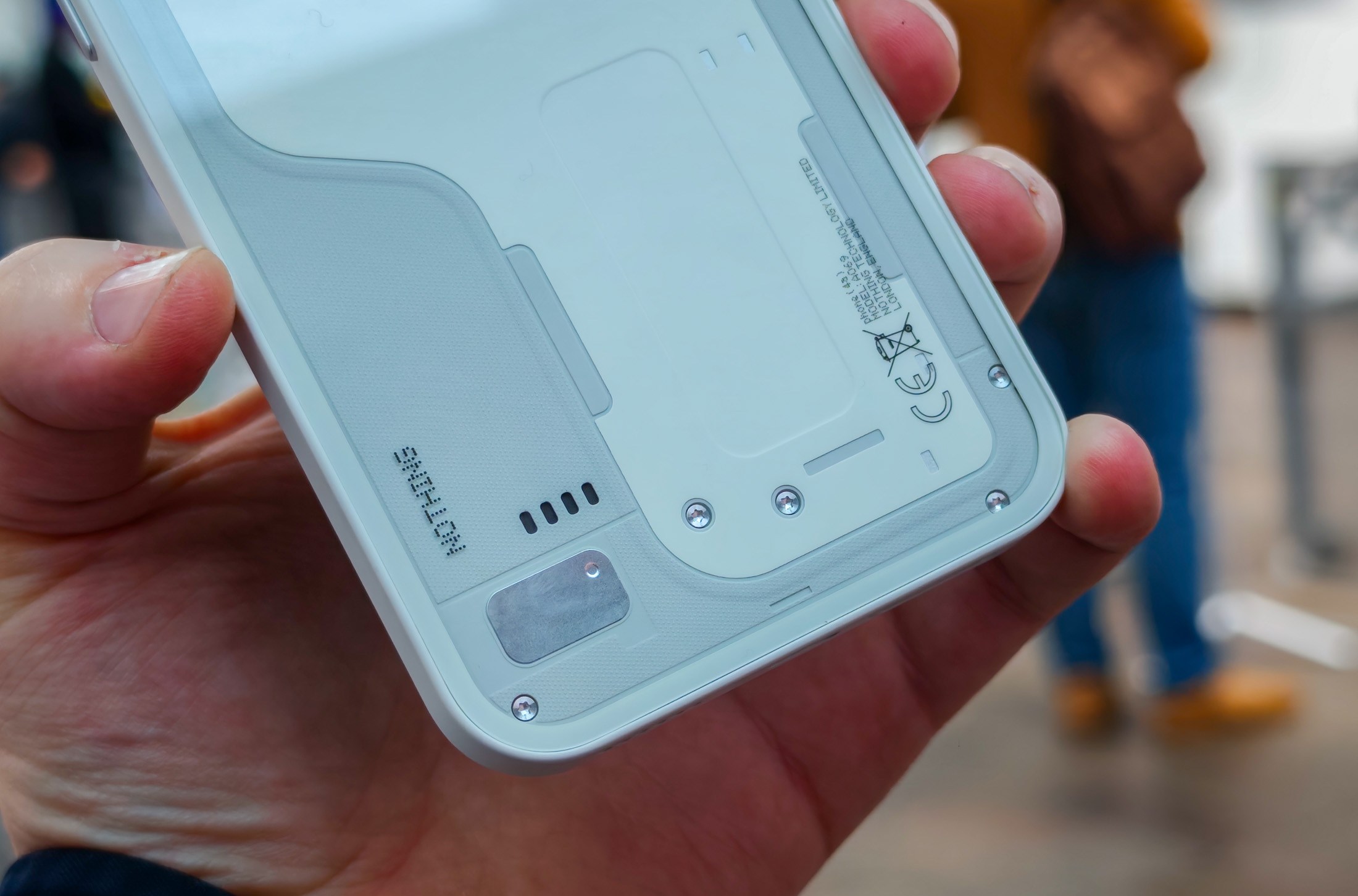 Photo of Nothing Phone 4A in white at London launch event